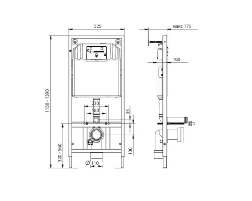 Инсталляция Koller Pool Dune DUNE1200SL для подвесного унитаза без клавиши смыва
