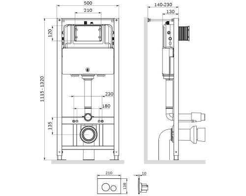 Инсталляция AM.PM Pro I012704.9001 для подвесного унитаза с клавишей смыва Белый глянец