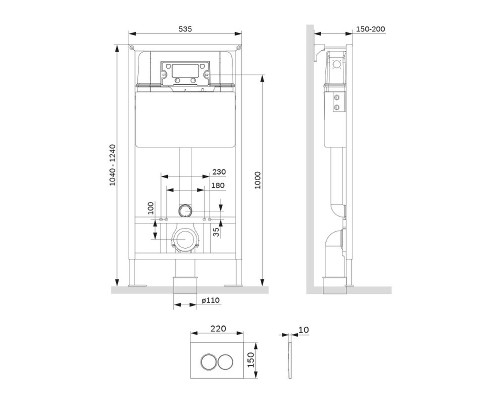Инсталляция AM.PM Pro С I012707.0138 для унитаза с Черной матовой клавишей смыва