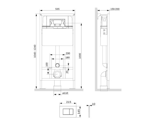 Инсталляция AM.PM Pro С I012707.0231 для унитаза с клавишей смыва Хром матовый