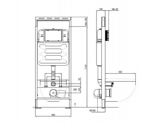 Инсталляция Aquatek EasyFix 50 INS-0000010 для унитаза без клавиши смыва