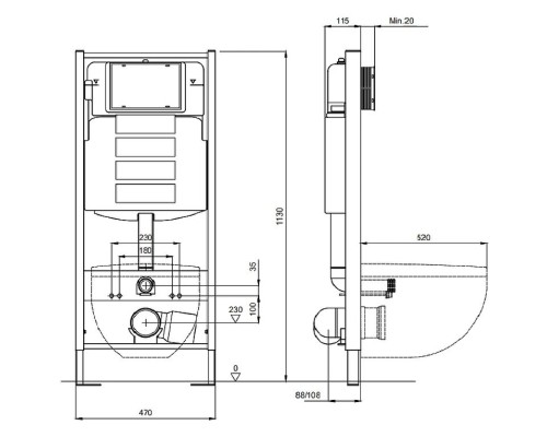 Инсталляция Aquatek Promo 47 INS-0000013 для унитаза без клавиши смыва