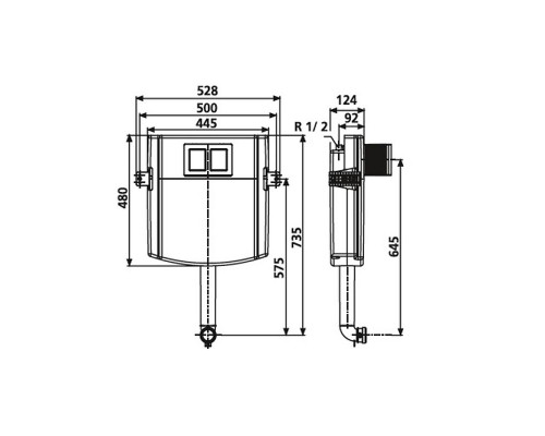 Смывной бачок Sanit 95.720.00..0000 983 N без клавиши смыва