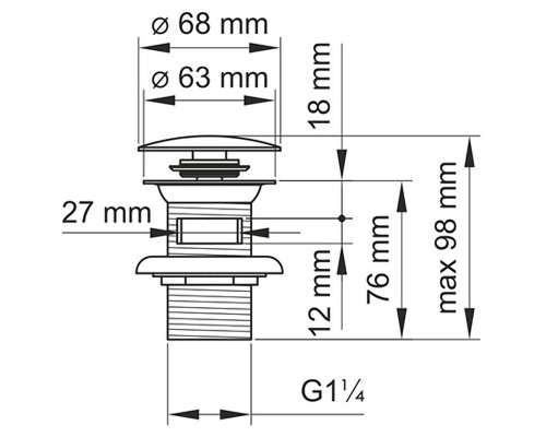 Донный клапан WasserKRAFT A080 click-clack Черный матовый