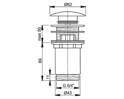 Донный клапан Alcaplast A392C click-clack Хром