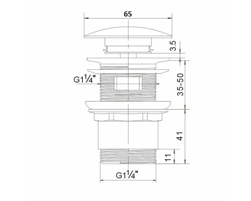Донный клапан Orange X1-004b click-clack Черный матовый