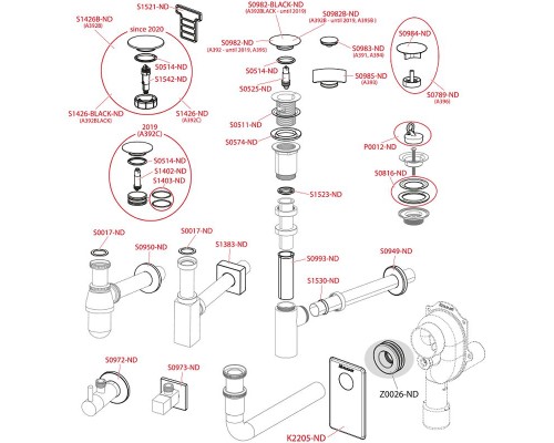 Донный клапан Alcaplast A392-G-B click-clack Золото матовое