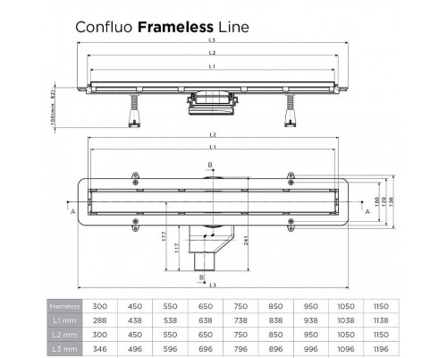 Трап для душа Pestan Confluo Frameless Line 750 Black Glass 13701205 с решеткой