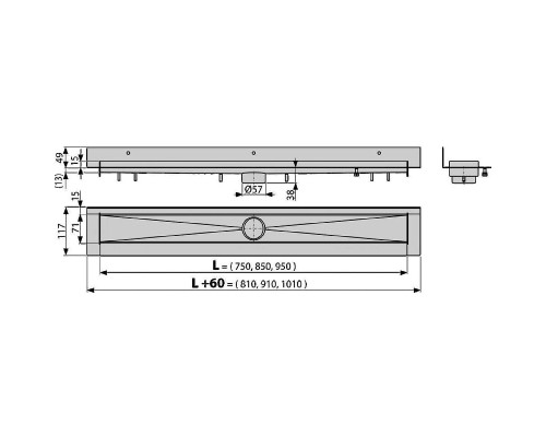 Душевой лоток Alcaplast Modular Wall APZ23-950 без решетки