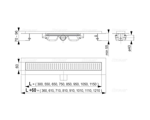 Душевой лоток Alcaplast Low APZ101-1450 без решетки