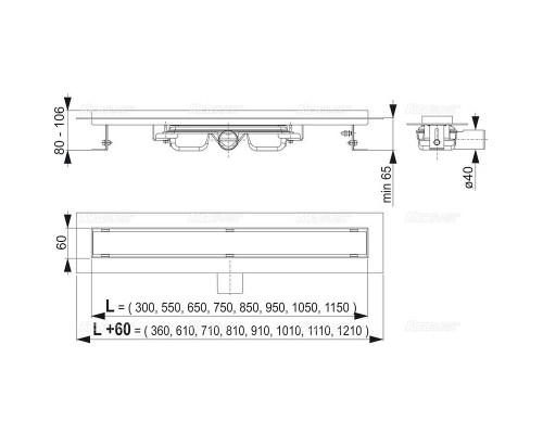 Душевой лоток Alcaplast Professional Low APZ106-300 без решетки
