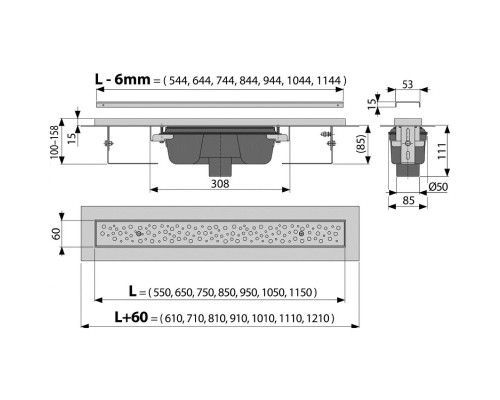 Душевой лоток Alcaplast Low APZ111-750L с решеткой Хром