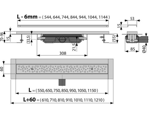 Душевой лоток Alcaplast Low APZ111-1150M с решеткой Хром матовая