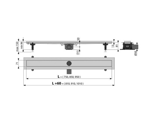 Душевой лоток Alcaplast Fit and Go AG071401650 (APZ13-DOUBLE9-650) с решеткой Хром