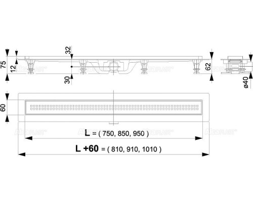 Душевой лоток Alcaplast Simple AG100201850 (APZ9-850M) с решеткой Хром