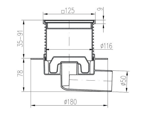 Душевой трап Paini 425XL с решеткой Хром