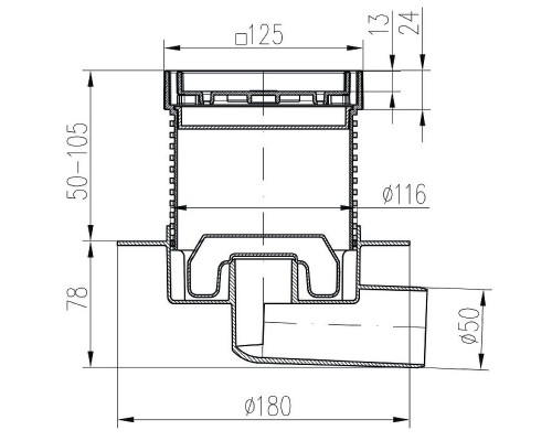 Душевой трап Paini C425XL с решеткой под плитку