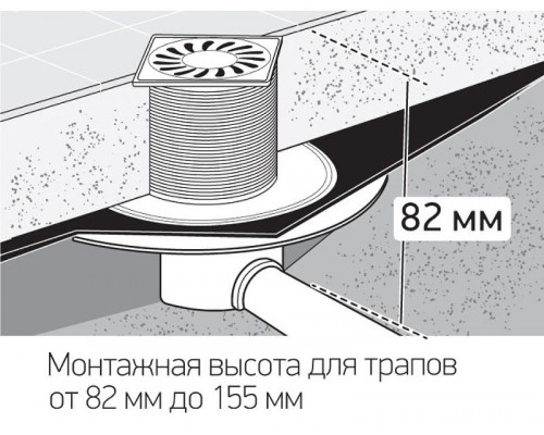 Душевой трап Paini C1381A с решеткой под плитку