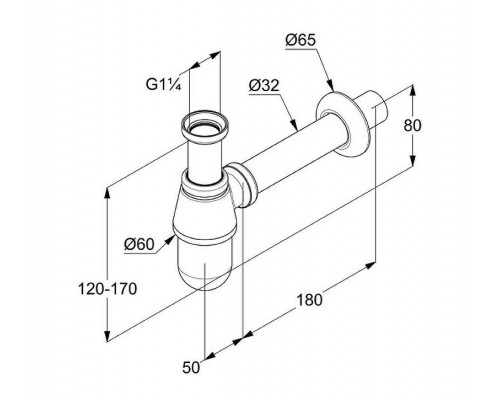 Сифон для раковины Kludi 1010505-00 Хром