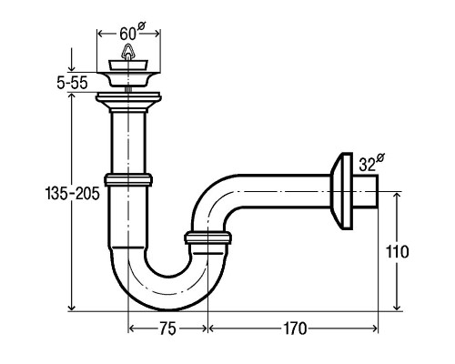 Сифон для раковины Viega Sifon 5612 111298 Хром