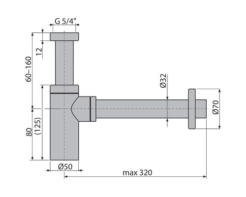 Сифон для раковины Alcaplast Design A400-G-B Золото матовое