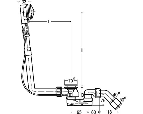 Слив-перелив Viega Multiplex 61621 103071 полуавтомат без накладок
