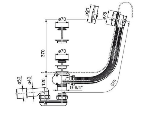 Слив-перелив Ravak X01305 полуавтомат Хром