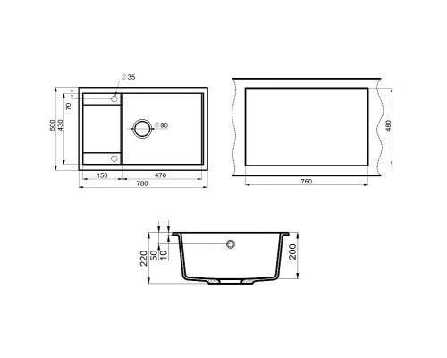 Кухонная мойка Milacio Navarra 78 Cuarzo MC.77052 Белый