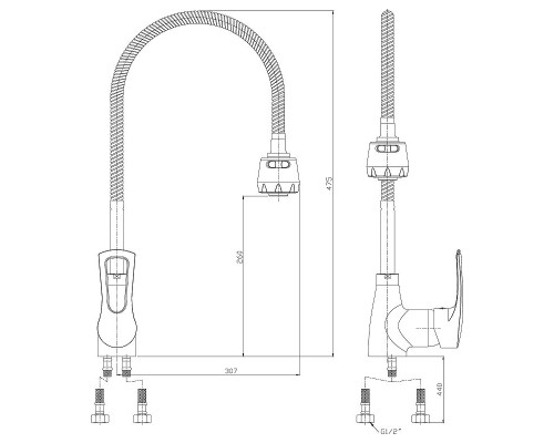 Смеситель для кухни Rossinka T T40-26 Хром