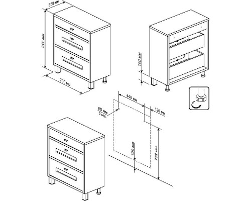 Комод Бриклаер Бали 70 4627125412059 Светлая лиственница Белый глянцевый
