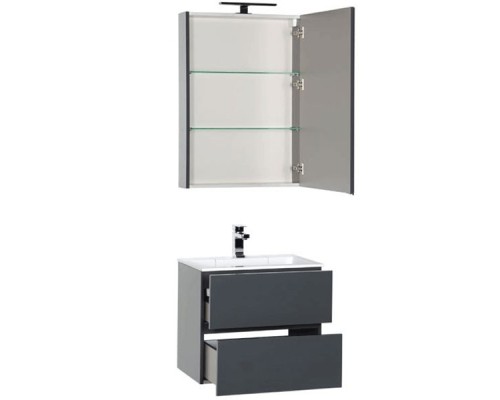 Комплект мебели для ванной Aquanet Алвита 60 184576 подвесной Серый антрацит