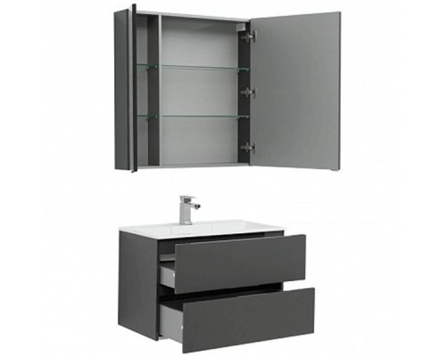 Комплект мебели для ванной Aquanet Алвита 80 241387 подвесной Серый антрацит