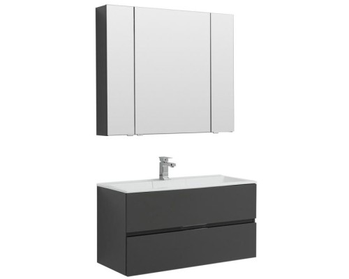 Комплект мебели для ванной Aquanet Алвита 100 241397 подвесной Серый антрацит