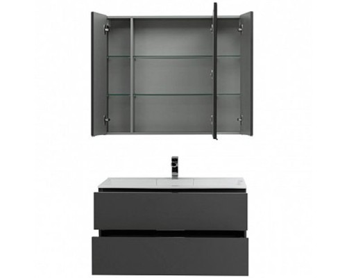 Комплект мебели для ванной Aquanet Алвита 100 241397 подвесной Серый антрацит