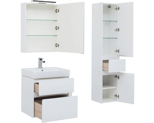 Комплект мебели для ванной Aquanet Бруклин 60 207803 подвесной Белый глянец