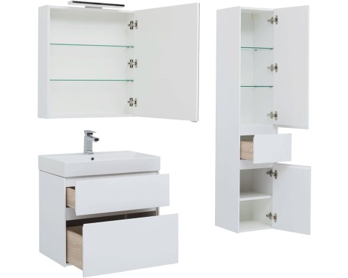 Комплект мебели для ванной Aquanet Бруклин 70 207804 подвесной Белый глянец
