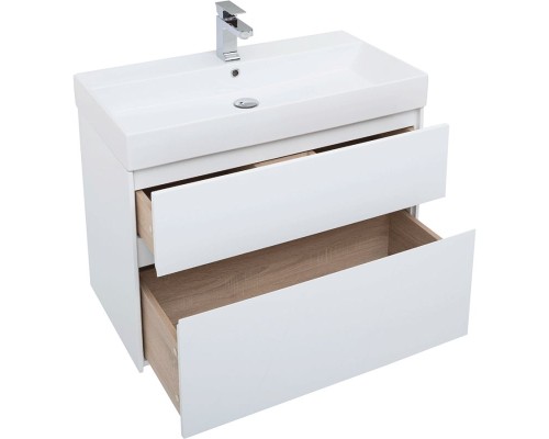 Комплект мебели для ванной Aquanet Бруклин 85 207801 подвесной Белый глянец