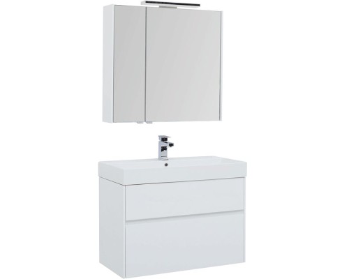 Комплект мебели для ванной Aquanet Бруклин 85 207801 подвесной Белый глянец