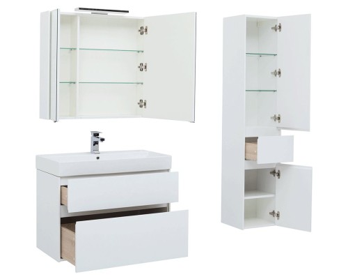 Комплект мебели для ванной Aquanet Бруклин 85 207801 подвесной Белый глянец