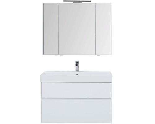 Комплект мебели для ванной Aquanet Бруклин 100 207800 подвесной Белый глянец