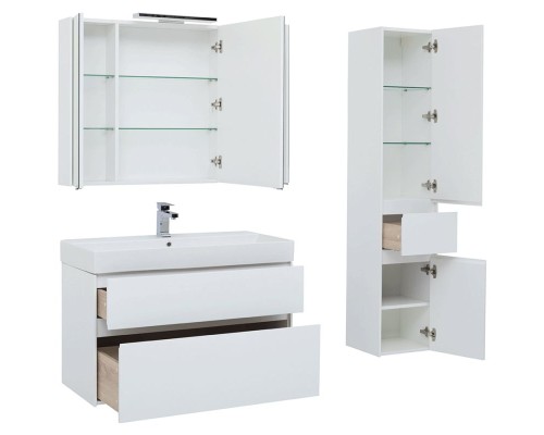 Комплект мебели для ванной Aquanet Бруклин 100 207800 подвесной Белый глянец