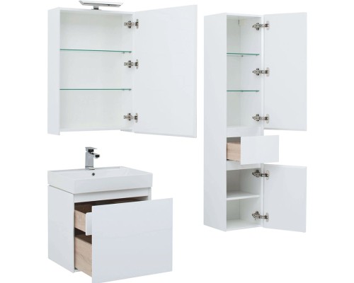 Комплект мебели для ванной Aquanet Йорк 60 203642 подвесной Белый глянец