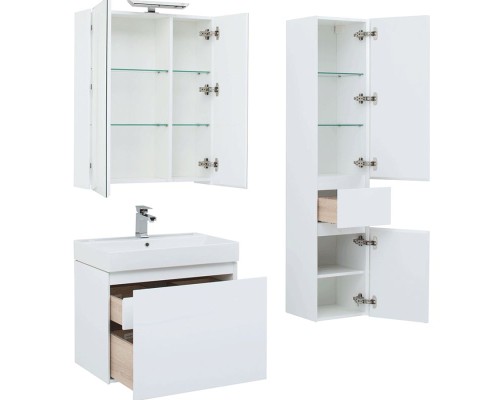 Комплект мебели для ванной Aquanet Йорк 70 203643 подвесной Белый глянец