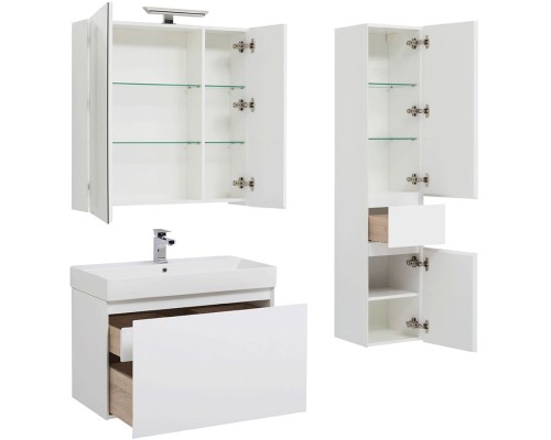 Комплект мебели для ванной Aquanet Йорк 85 203644 подвесной Белый глянец