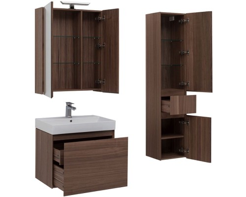 Комплект мебели для ванной Aquanet Нью-Йорк 70 211660 подвесной Шпон Орех