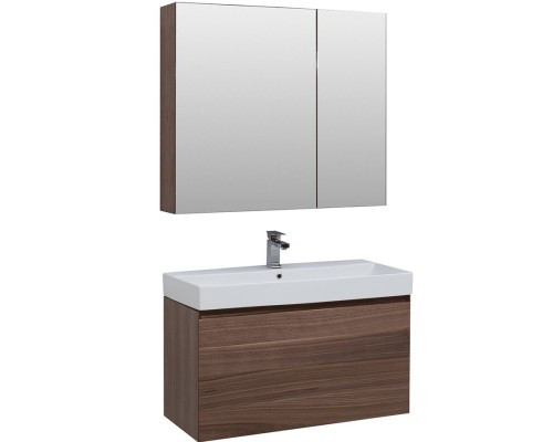 Комплект мебели для ванной Aquanet Нью-Йорк 100 211662 подвесной Шпон Орех