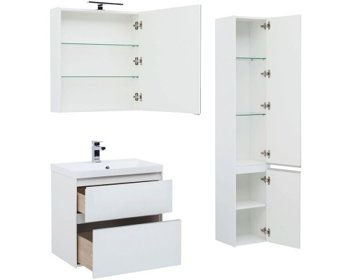 Комплект мебели для ванной Aquanet Гласс 70 240464 подвесной Белый
