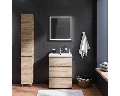 Комплект мебели для ванной AM.PM Gem S 60 BK91GC Светлый дуб со смесителем для раковины и аксессуарами