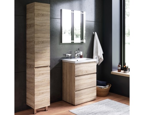 Комплект мебели для ванной AM.PM Gem S 60 BK91GC Светлый дуб со смесителем для раковины и аксессуарами