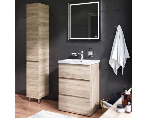 Комплект мебели для ванной AM.PM Gem S 60 BK91GC Светлый дуб со смесителем для раковины и аксессуарами